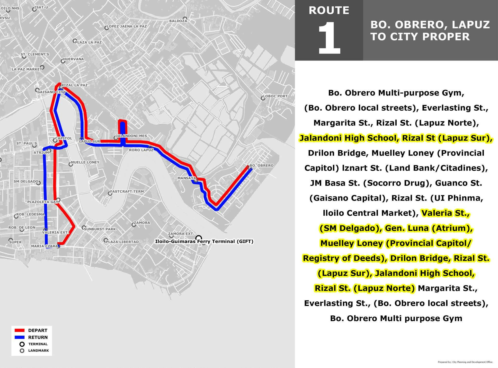 ROUTE 1: BO. OBRERO, LAPUZ TO CITY PROPER LOOP