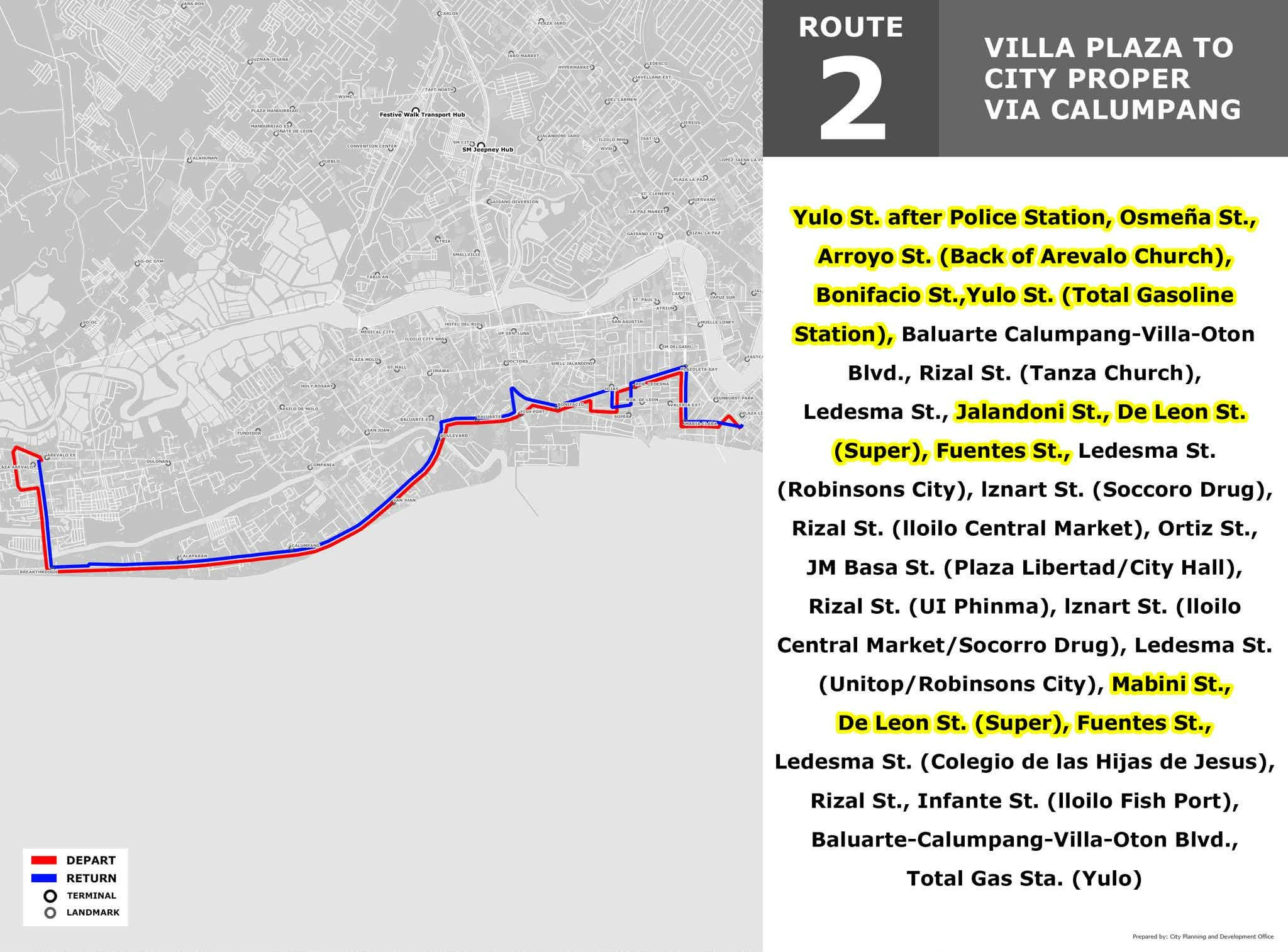 ROUTE 2: VILLA PLAZA TO CITY PROPER VIA CALUMPANG
